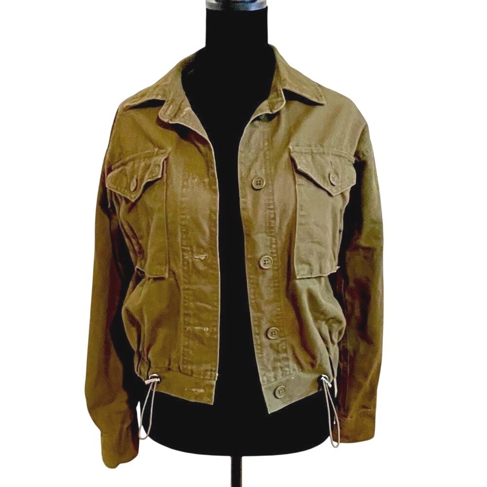 No Boundaries Utility Jacket Women XS Olive Green Gorpcore Crop Drawstring Hem